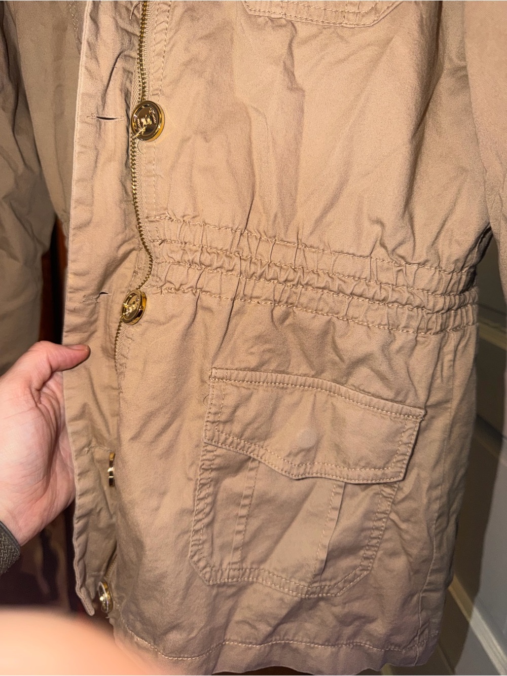 GUESS Women's Khaki Utility Jacket with Hood - Picture 6 of 11